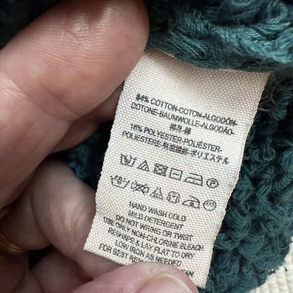 Free People Dune Bell Sleeved Green Oversized Cropped Knit V Neck Sweater S - Picture 10 of 15